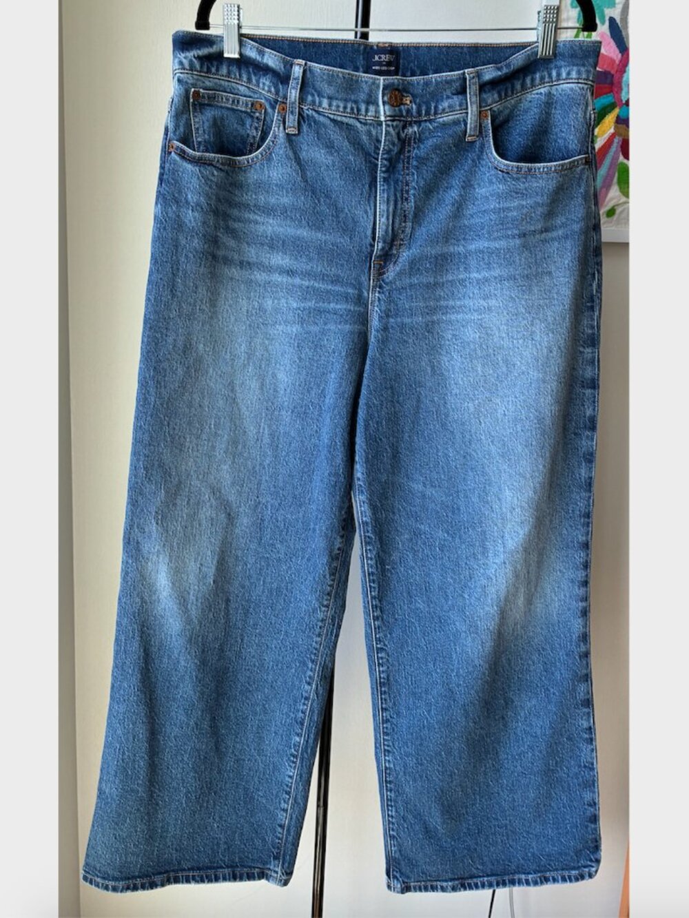 J. Crew Wide-Leg Cropped Jean with Welt Pockets in All-Day Stretch - Size 32